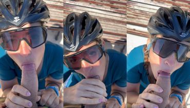 Cecilia sopena getting her mouth full mid-ride outdoors