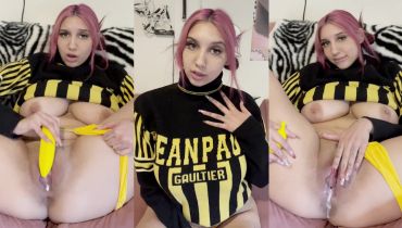Mia khalifa loses it with those banana toys...